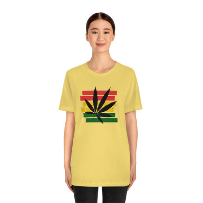 Pot Leaf With Classic Colors, Yellow, Green, Yellow, Unisex Jersey Short Sleeve Tee