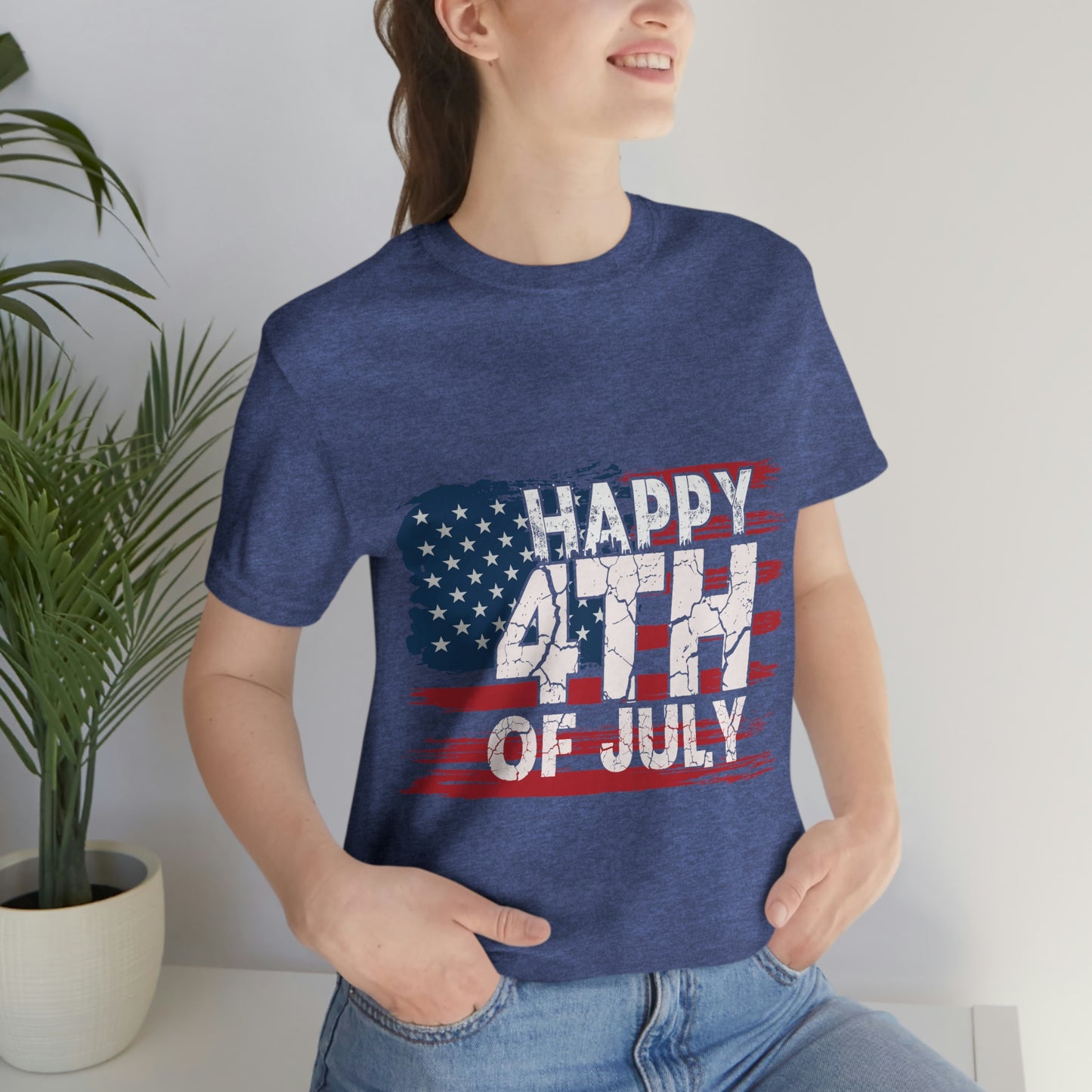 Happy 4 th Of July Independence Day Flag Unisex Jersey Short Sleeve Tee