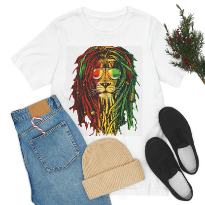 Reggae Lion With Dread locks, Unisex Jersey Short Sleeve Tee