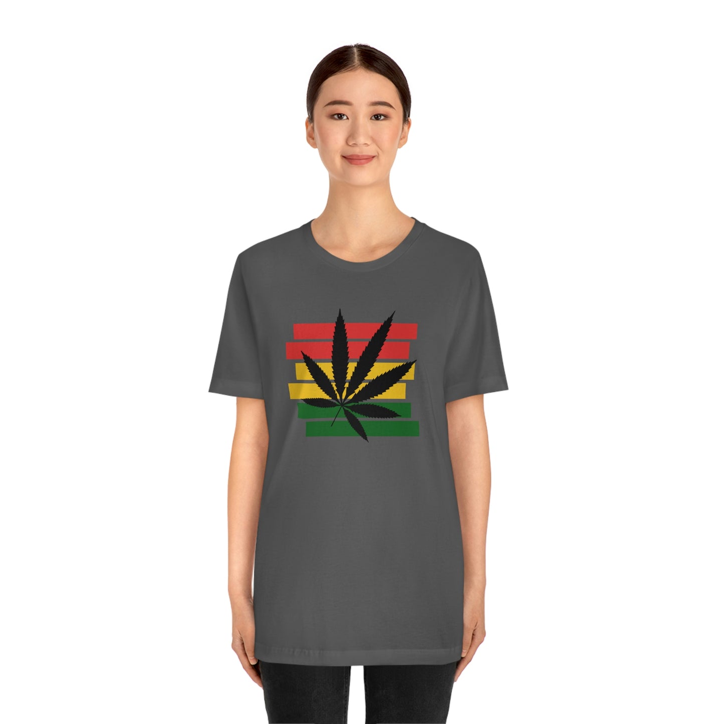 Pot Leaf With Classic Colors, Yellow, Green, Yellow, Unisex Jersey Short Sleeve Tee