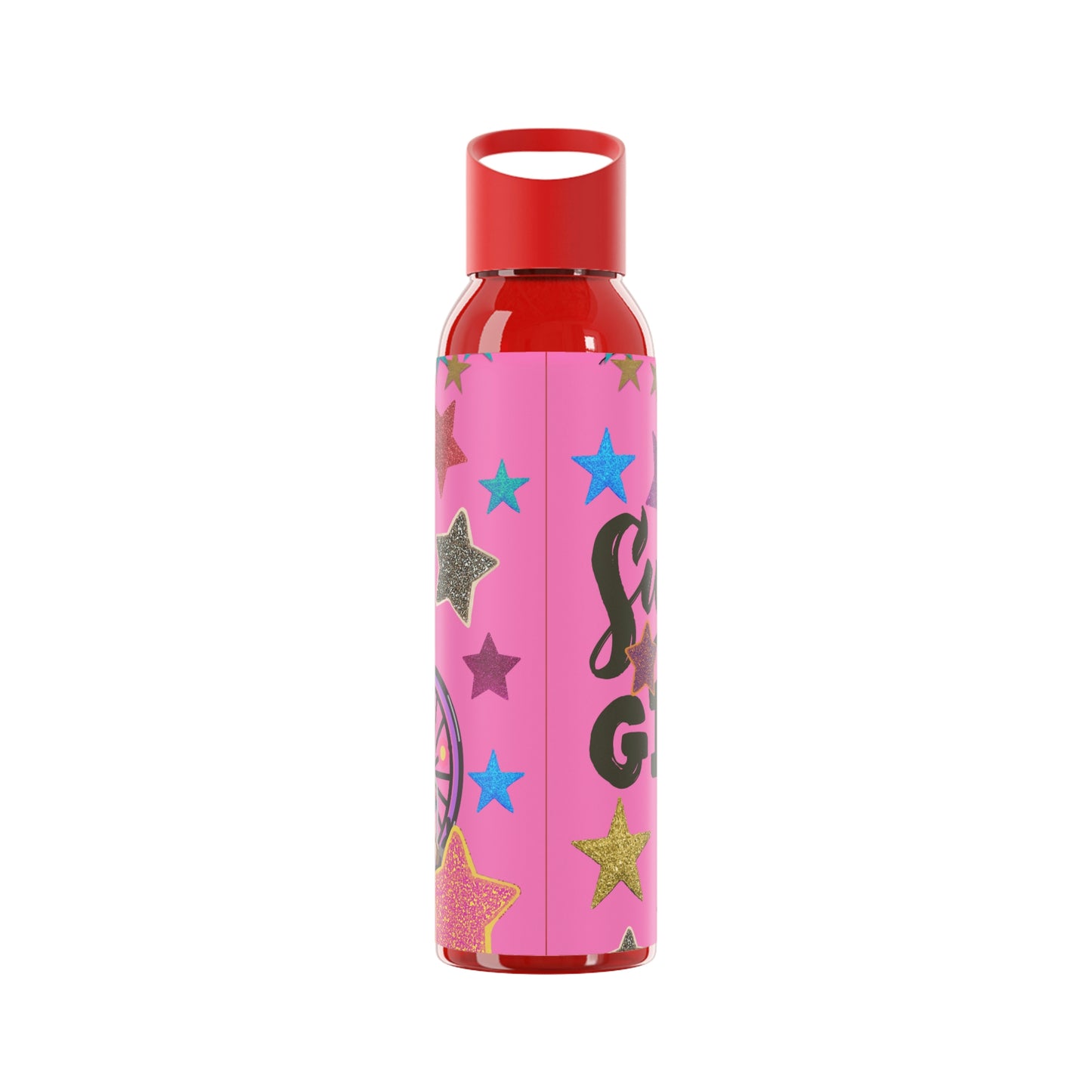 Super Girl Hippie Chic , Wheelchair Purple Background Sky Water Bottle