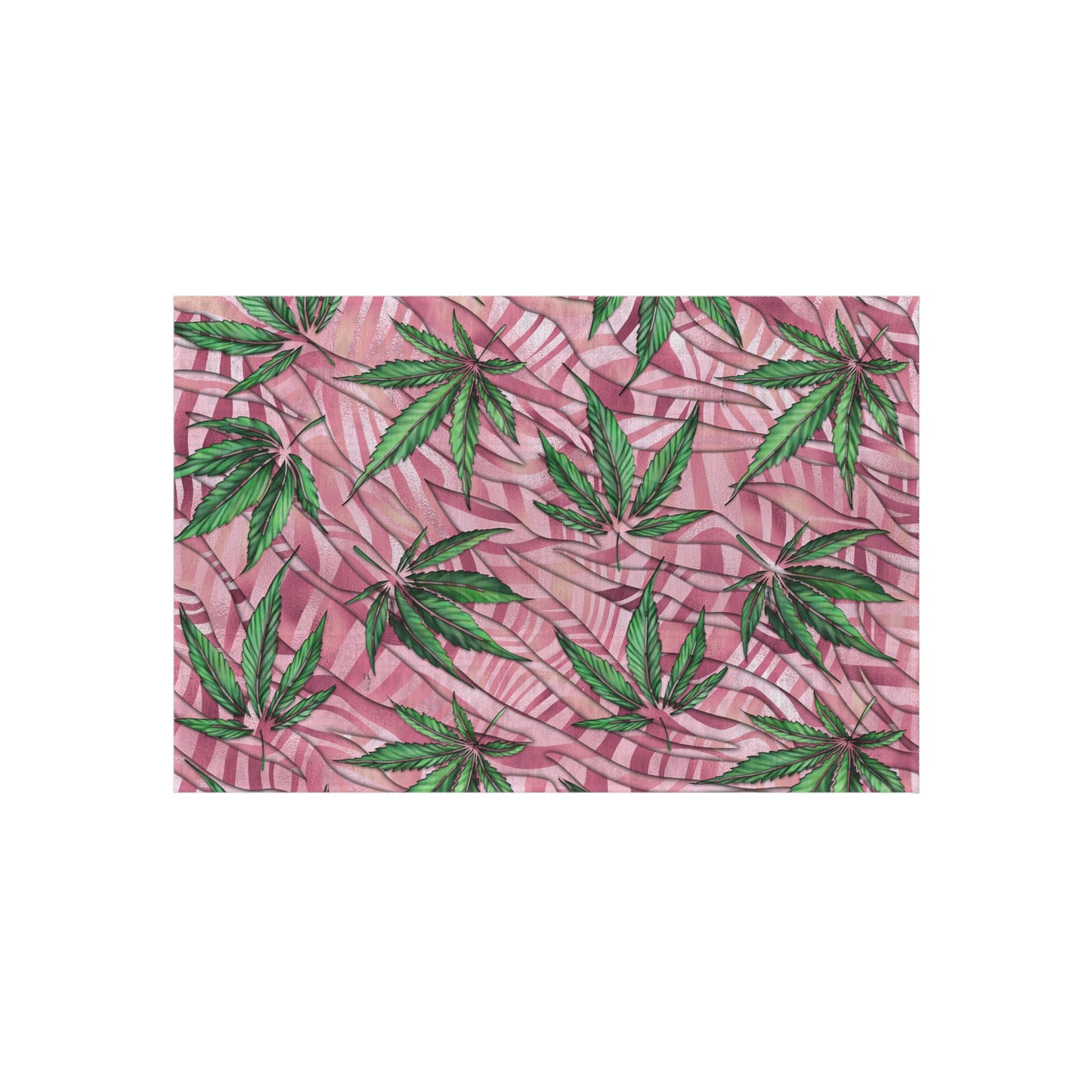 Sassy Pink And Green 420 Weed Marijuana Leaf Outdoor Rug