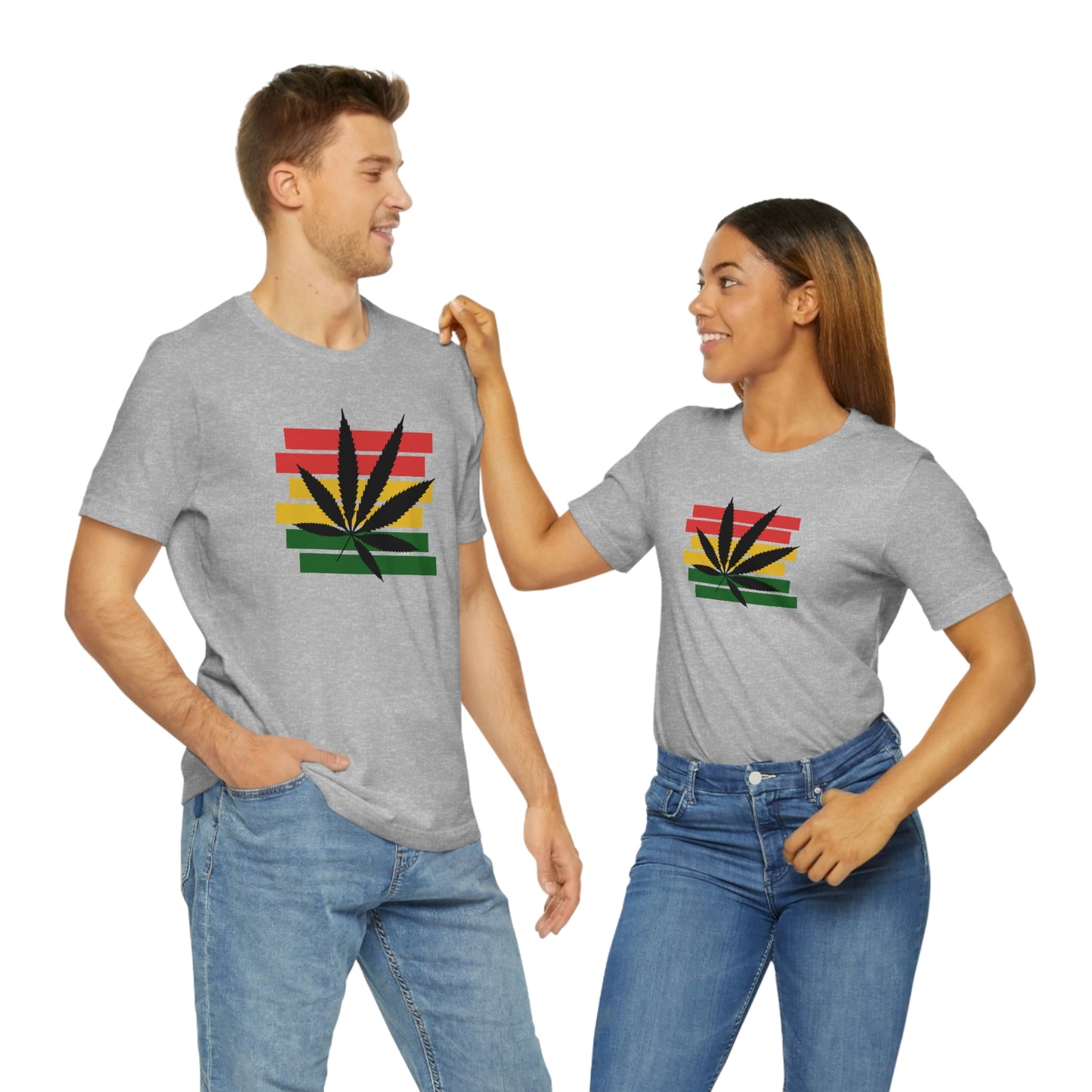 Pot Leaf With Classic Colors, Yellow, Green, Yellow, Unisex Jersey Short Sleeve Tee