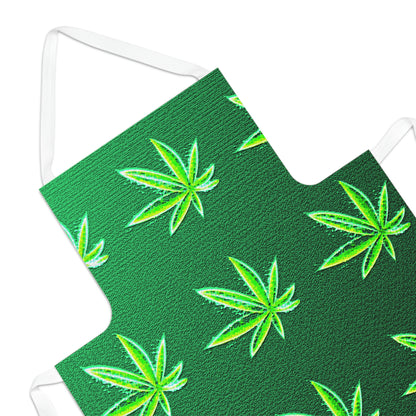 Green Leaf Marijuana Pot Weed Leaf 420 Adult Apron