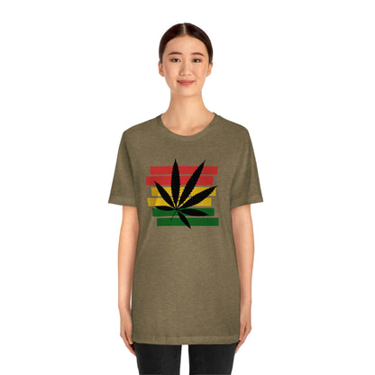 Pot Leaf With Classic Colors, Yellow, Green, Yellow, Unisex Jersey Short Sleeve Tee