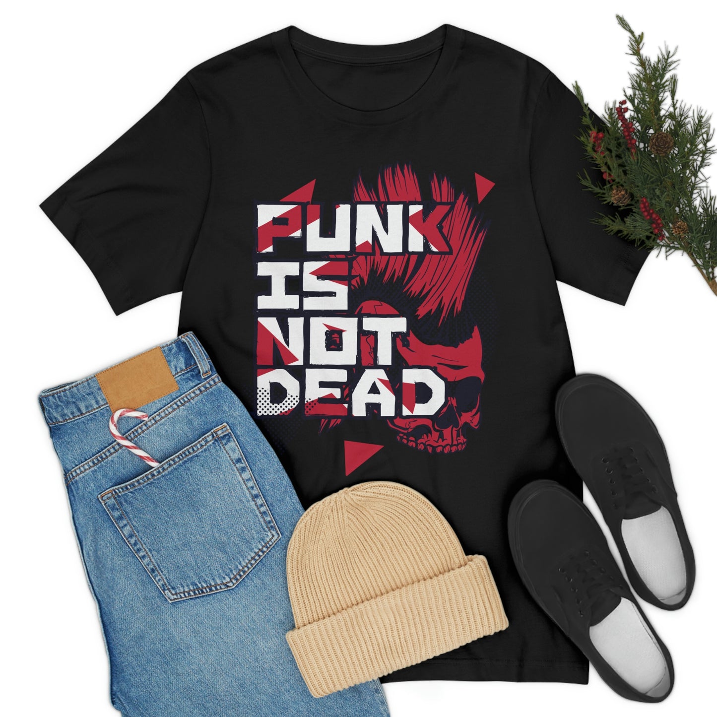 Punk Mohawk Skull, Punk Is Not Dead, Unisex Jersey Short Sleeve Tee