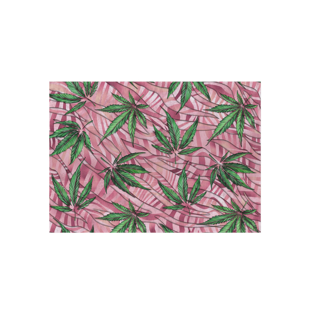 Sassy Pink And Green 420 Weed Marijuana Leaf Outdoor Rug