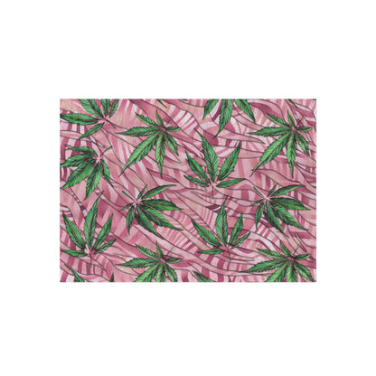 Sassy Pink And Green 420 Weed Marijuana Leaf Outdoor Rug