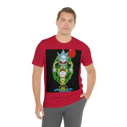 Scary Clown With Red Balloon And Kid In Yellow Rain Jacket - It Cover Unisex Jersey Short Sleeve Tee