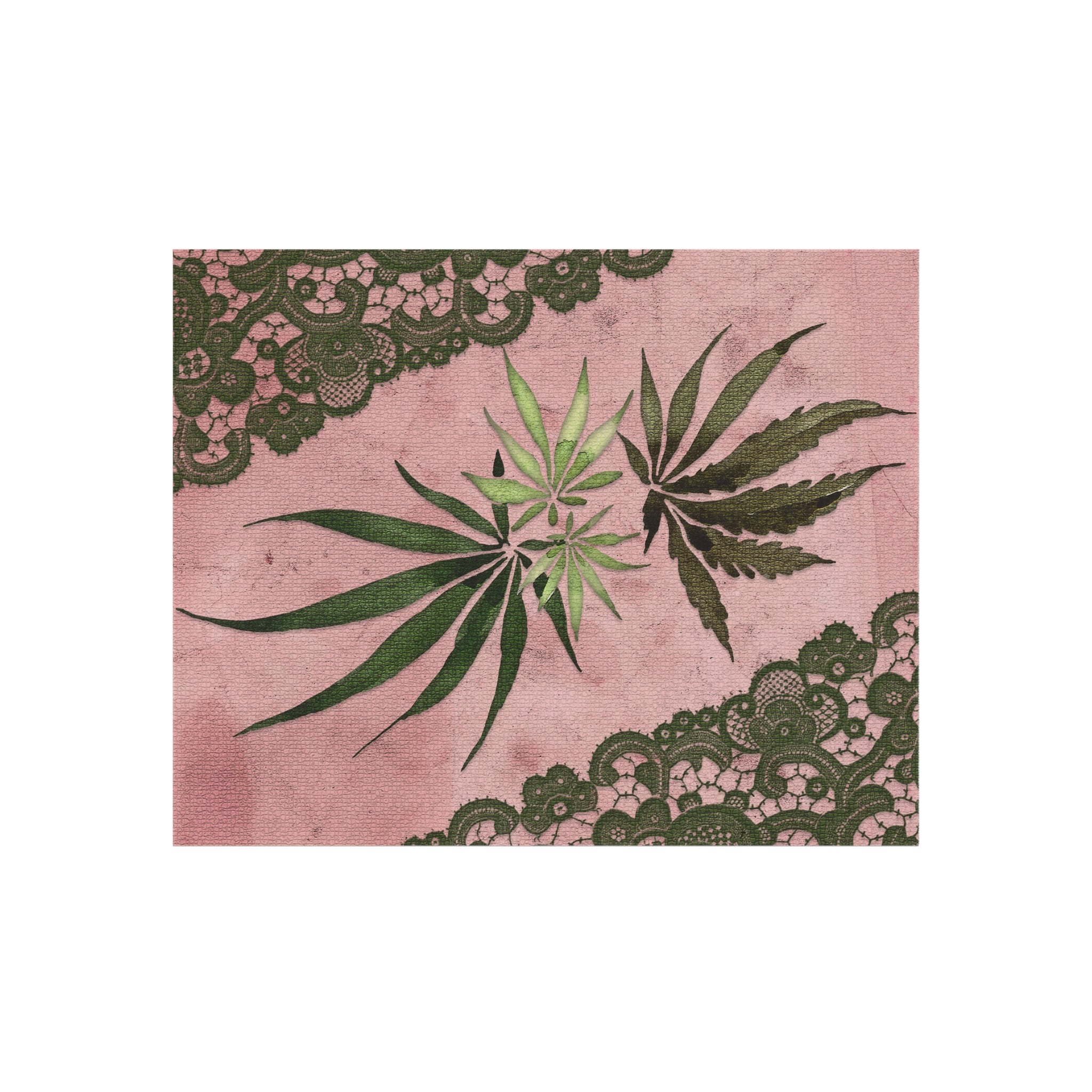 Grey Lace Gorgeous Pink Designed Marijuana 420 Weed Leaf Outdoor Rug
