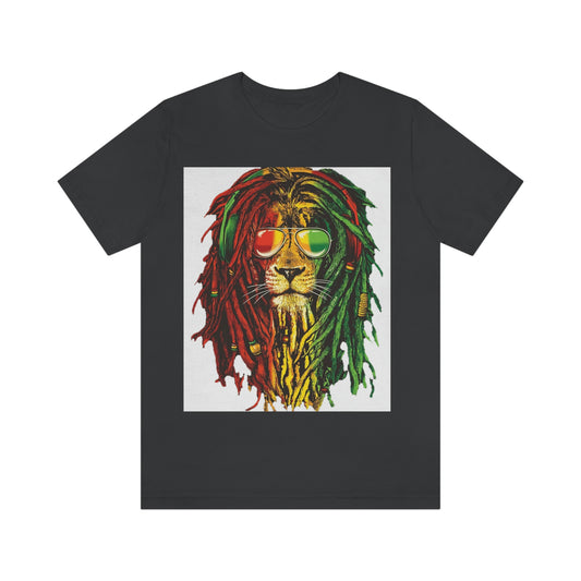 Reggae Lion With Dread locks, Unisex Jersey Short Sleeve Tee