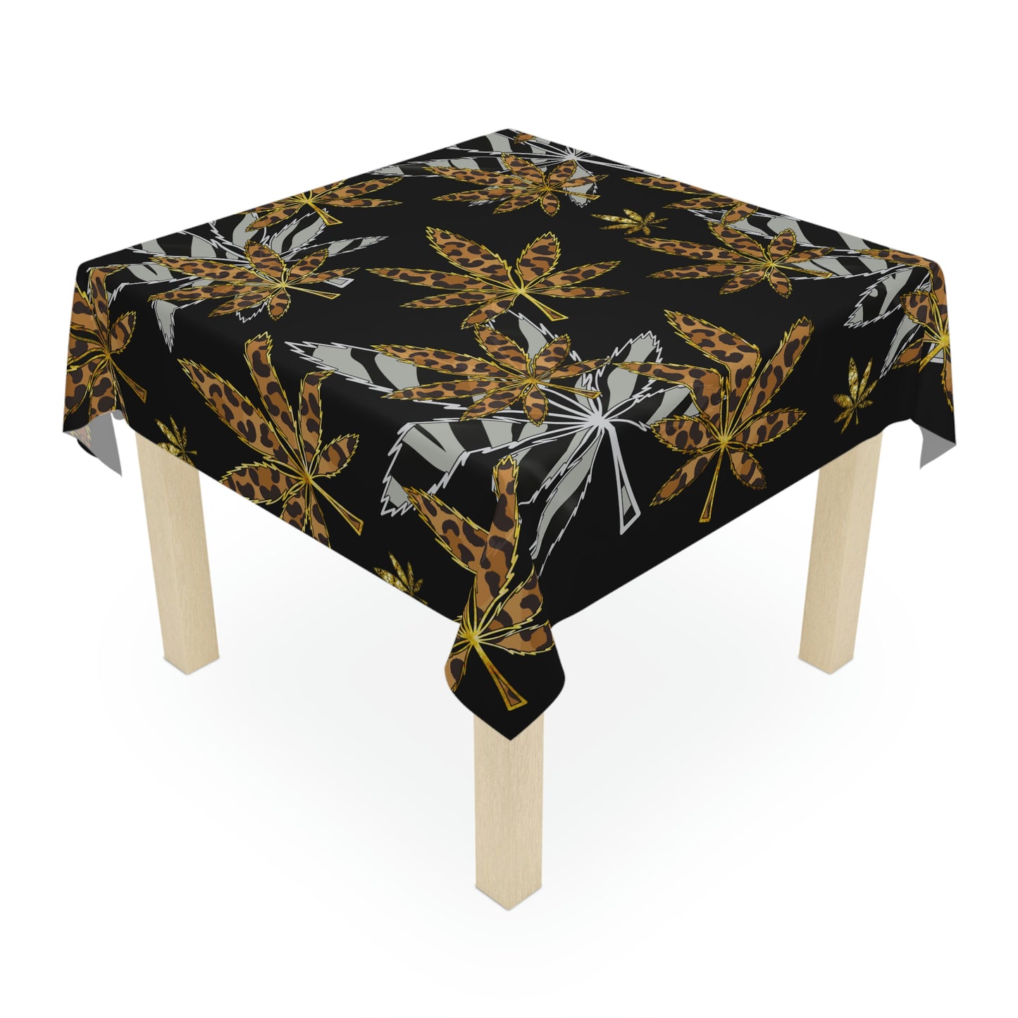 Gold And Zebra Marijuana Pot Weed Leaf 420 Marijuana Tablecloth