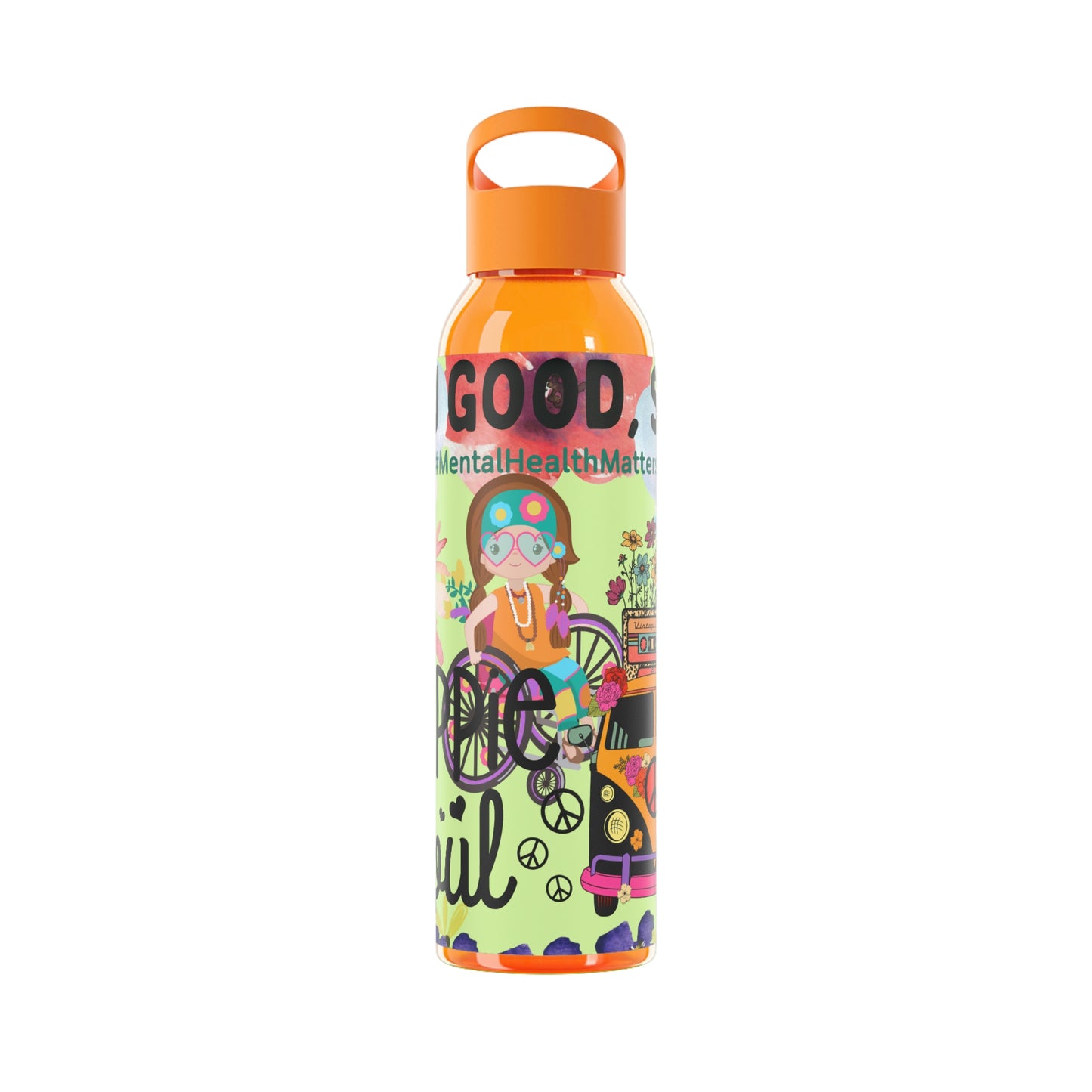 You Good Sis ? Mental Health Awareness Hippie Chic , Wheelchair Green Background Sky Water Bottle