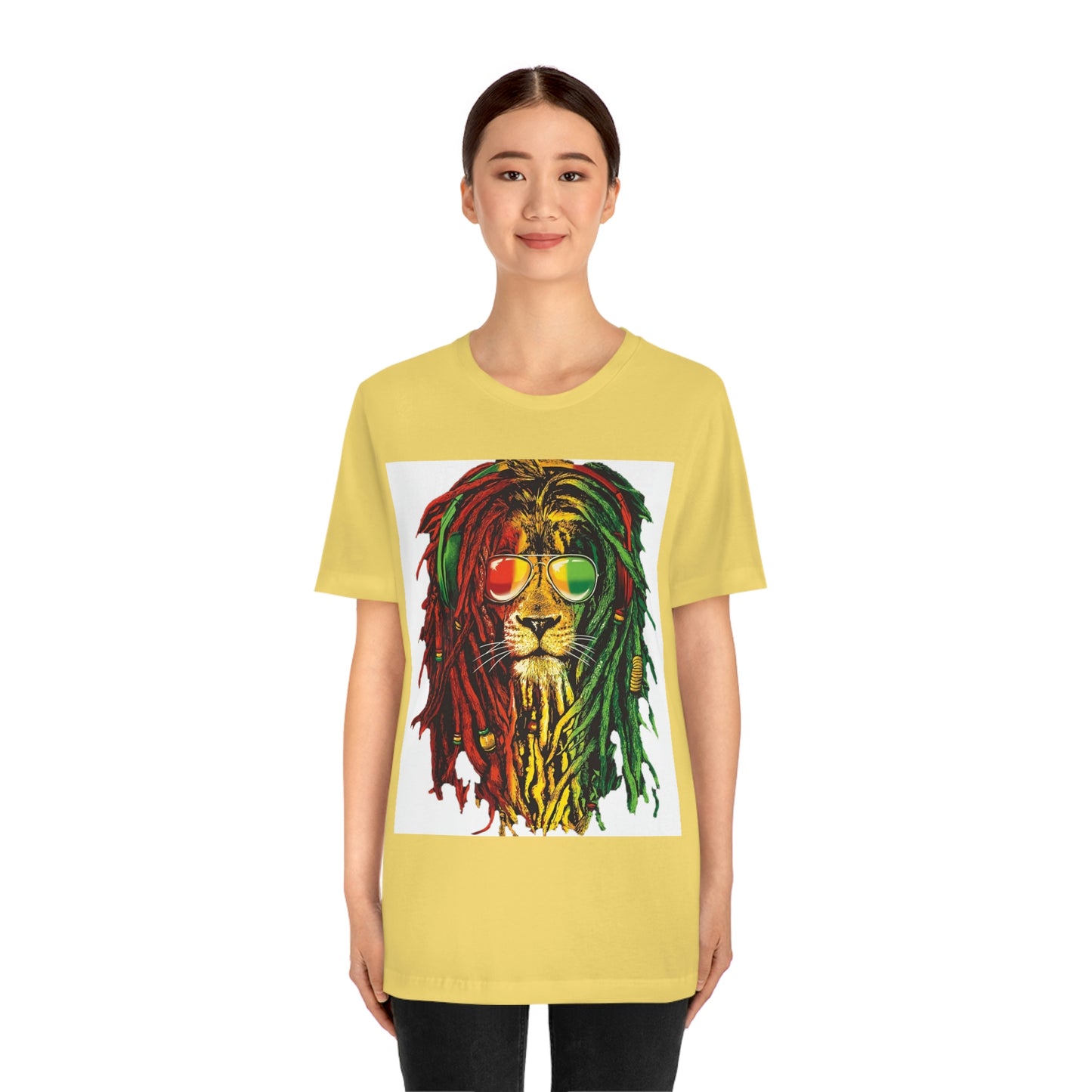 Reggae Lion With Dread locks, Unisex Jersey Short Sleeve Tee