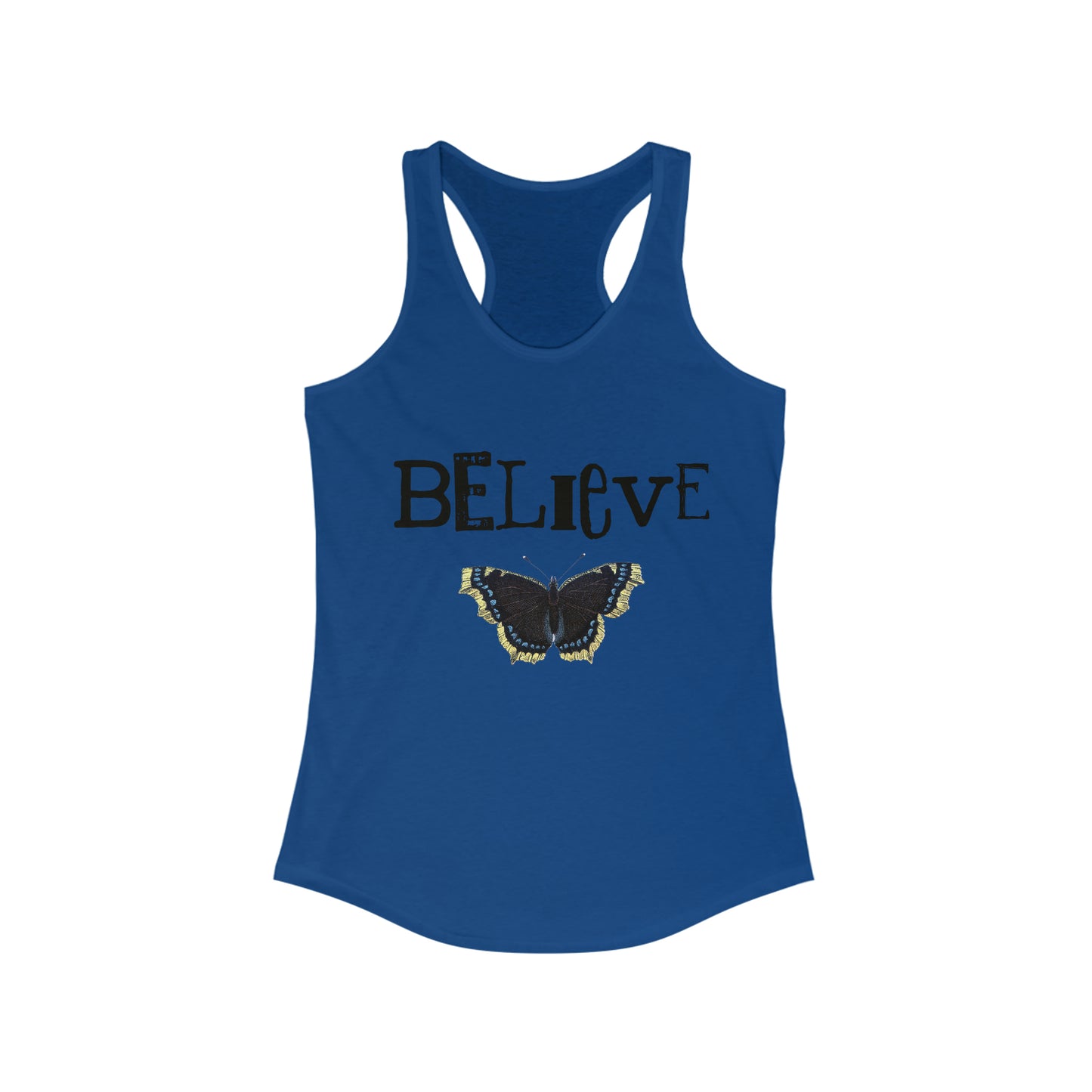 Believe Word With Butterfly Women's Ideal Racerback Tank