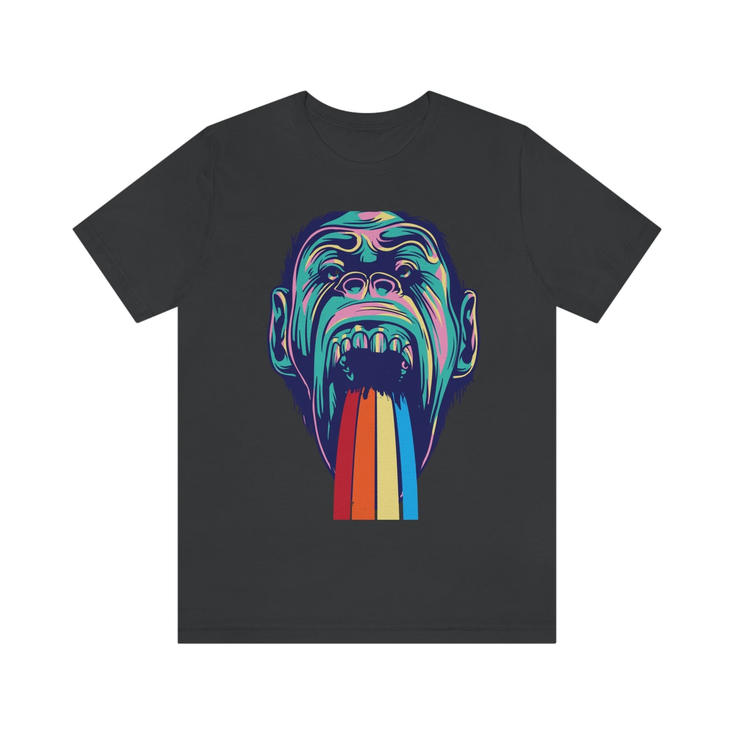 Color Ape Pouring flowing Rainbow Out His Mouth, Unisex Jersey Short Sleeve Tee