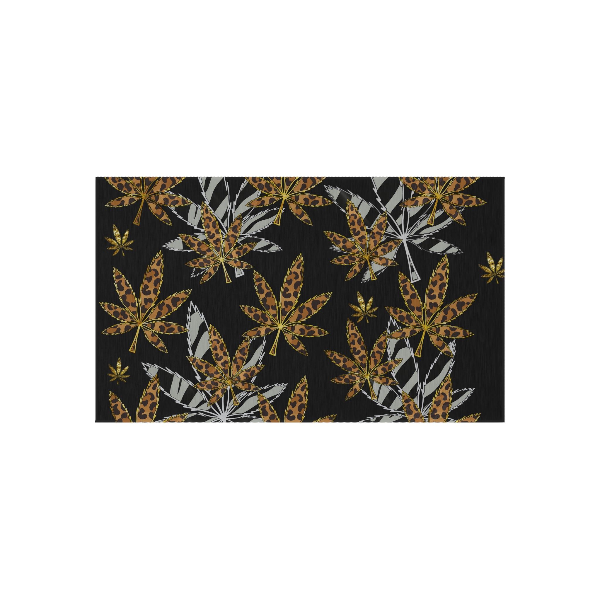 Gold And Zebra Marijuana Pot Weed Leaf 420 Marijuana Leaf Outdoor Rug
