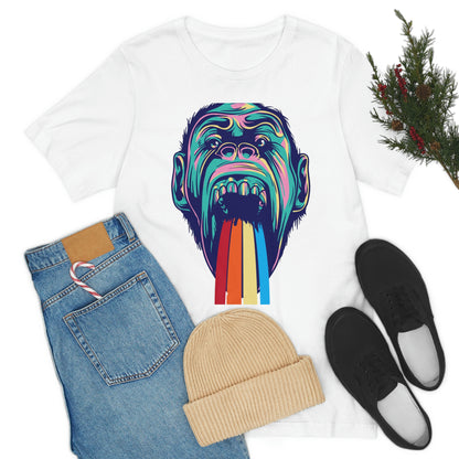 Color Ape Pouring flowing Rainbow Out His Mouth, Unisex Jersey Short Sleeve Tee