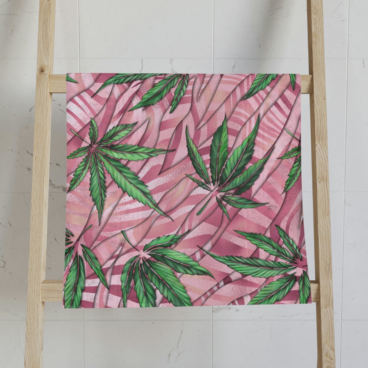 Sassy Pink And Green420 Weed Pot Marijuana Leaf Hand Towel