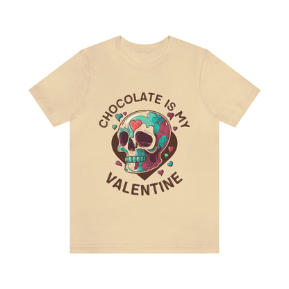 Chocolate Is My Friend My Valentine Skull Unisex Jersey Short Sleeve Tee