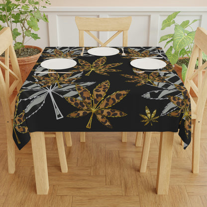 Gold And Zebra Marijuana Pot Weed Leaf 420 Marijuana Tablecloth