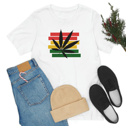 Pot Leaf With Classic Colors, Yellow, Green, Yellow, Unisex Jersey Short Sleeve Tee