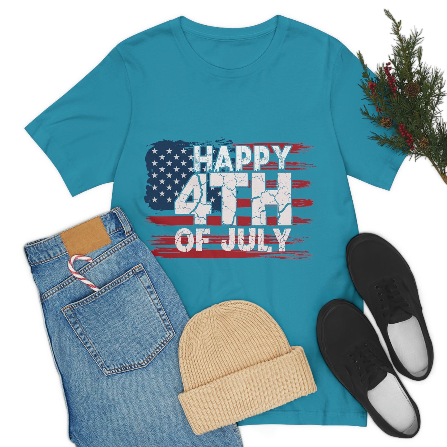 Happy 4 th Of July Independence Day Flag Unisex Jersey Short Sleeve Tee