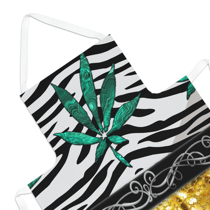 Gold And Zebra White And Black Marijuana Pot Weed Leaf 420 Weed Pot Marijuana Leaf Adult Apron