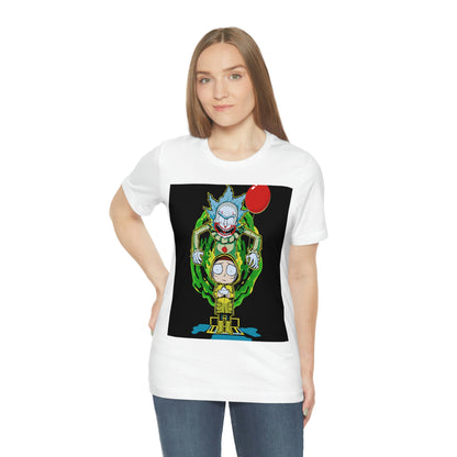 Scary Clown With Red Balloon And Kid In Yellow Rain Jacket - It Cover Unisex Jersey Short Sleeve Tee