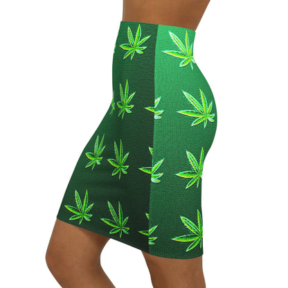 Green Leaf Marijuana Pot Weed Leaf 420  Women's Mini Skirt (AOP)