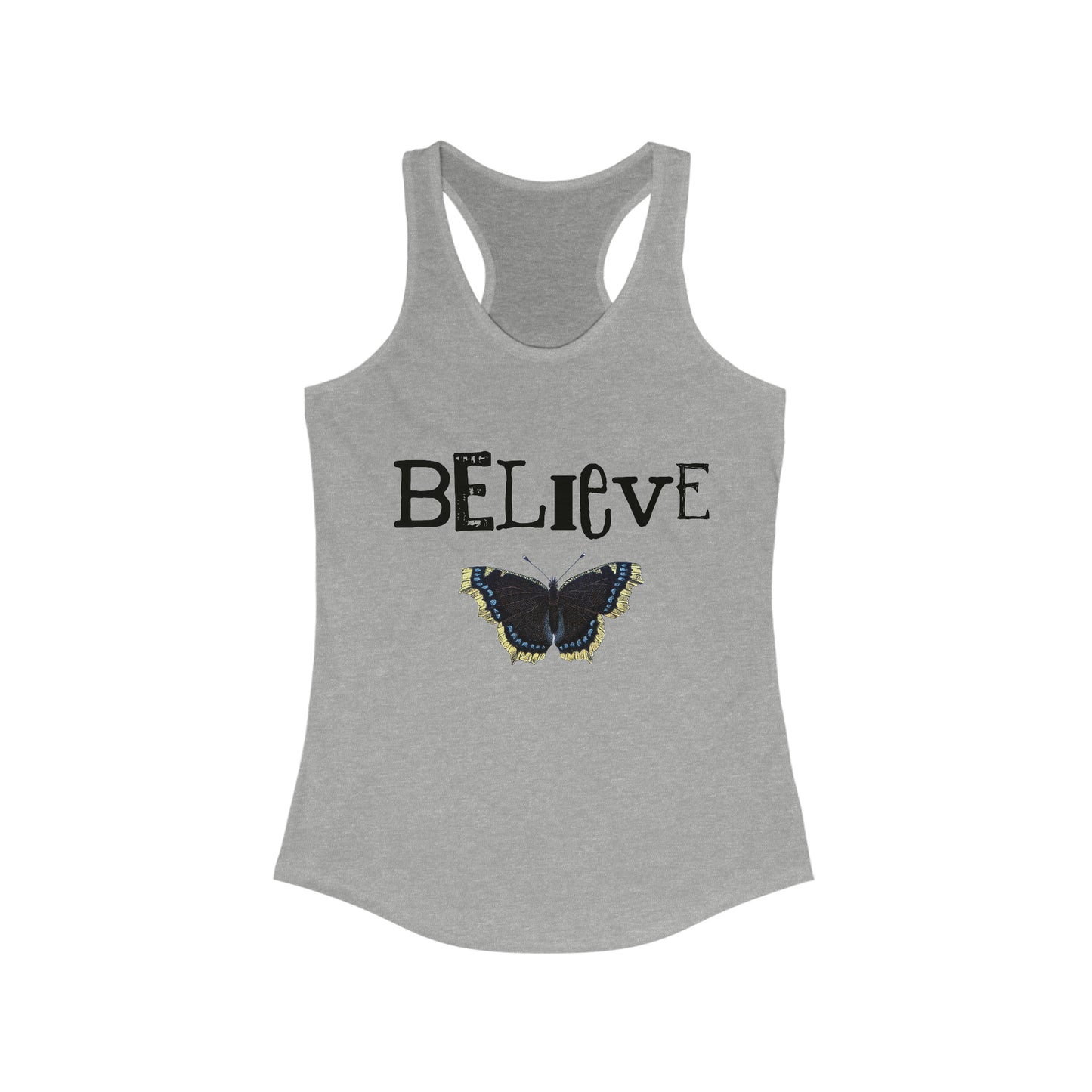 Believe Word With Butterfly Women's Ideal Racerback Tank