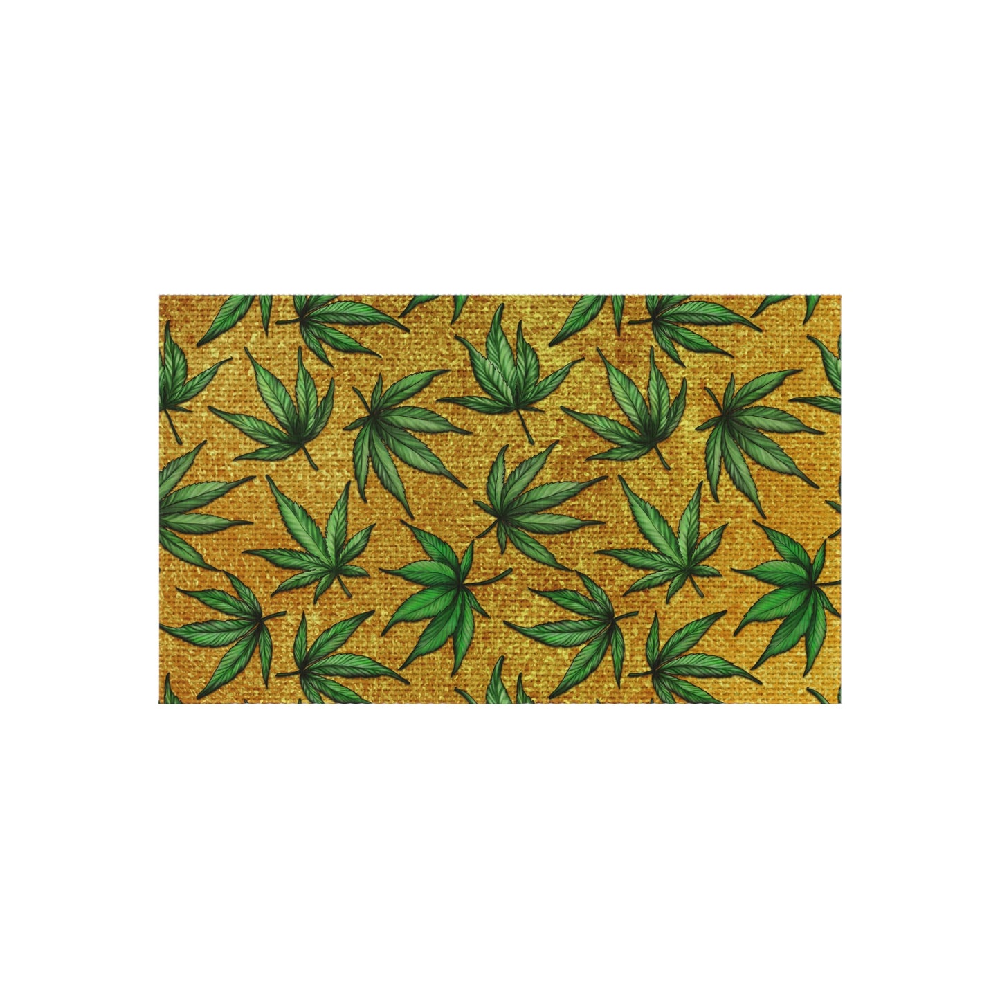 Gold And Green Marijuana Pot Weed Leaf With Gold Background 420 Outdoor Rug