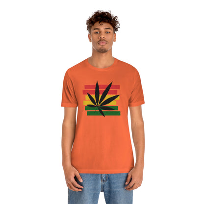 Pot Leaf With Classic Colors, Yellow, Green, Yellow, Unisex Jersey Short Sleeve Tee