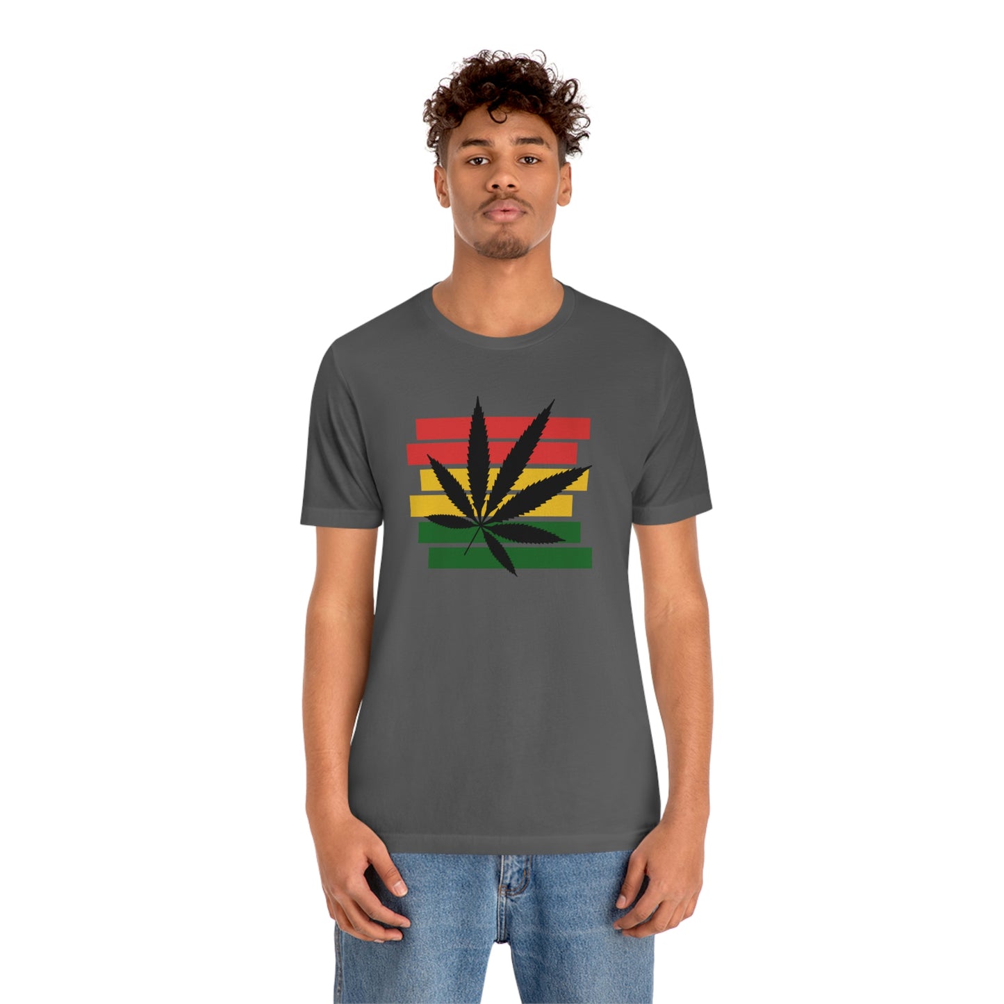 Pot Leaf With Classic Colors, Yellow, Green, Yellow, Unisex Jersey Short Sleeve Tee