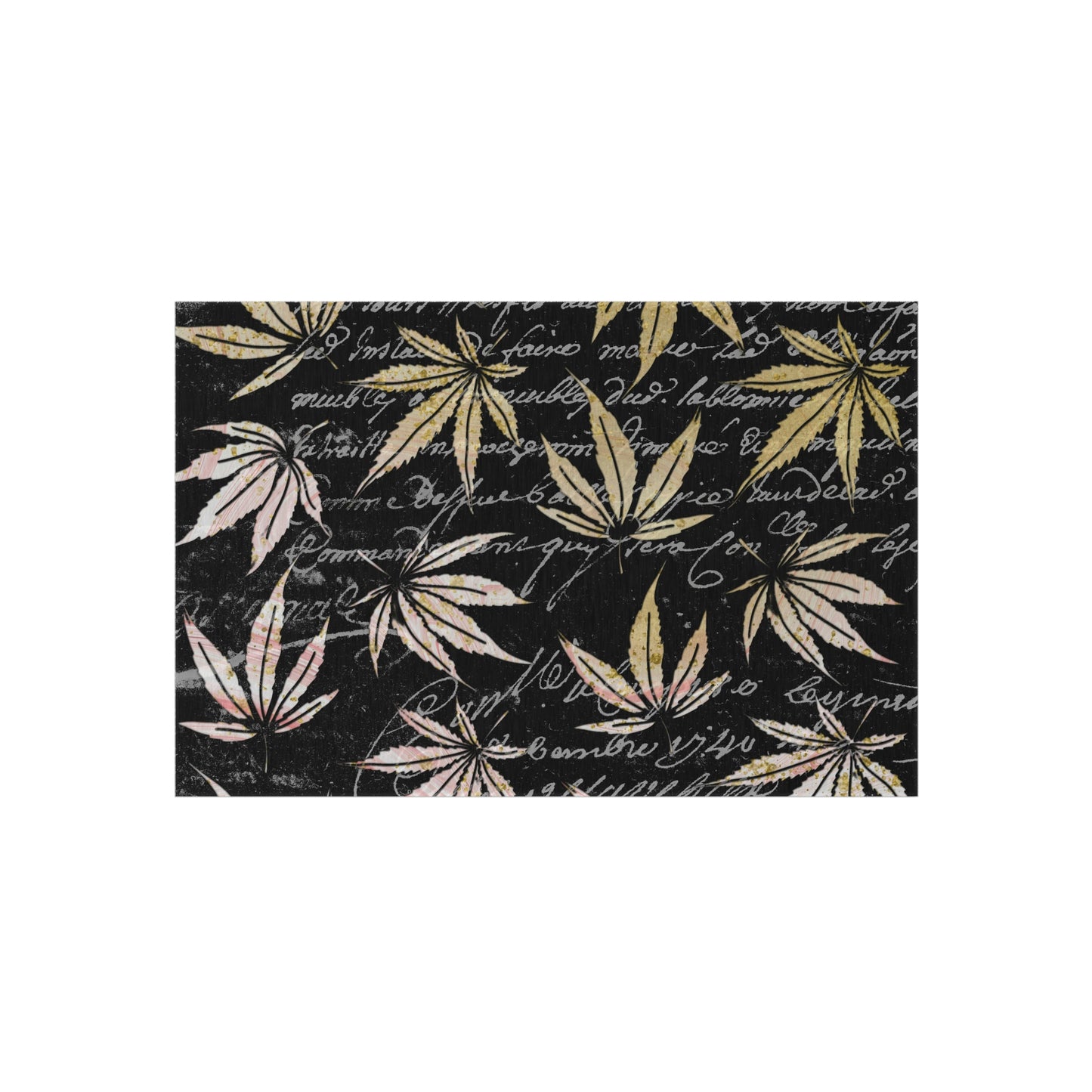 Gold And Black 420 Weed Pot Marijuana Leaf Outdoor Rug