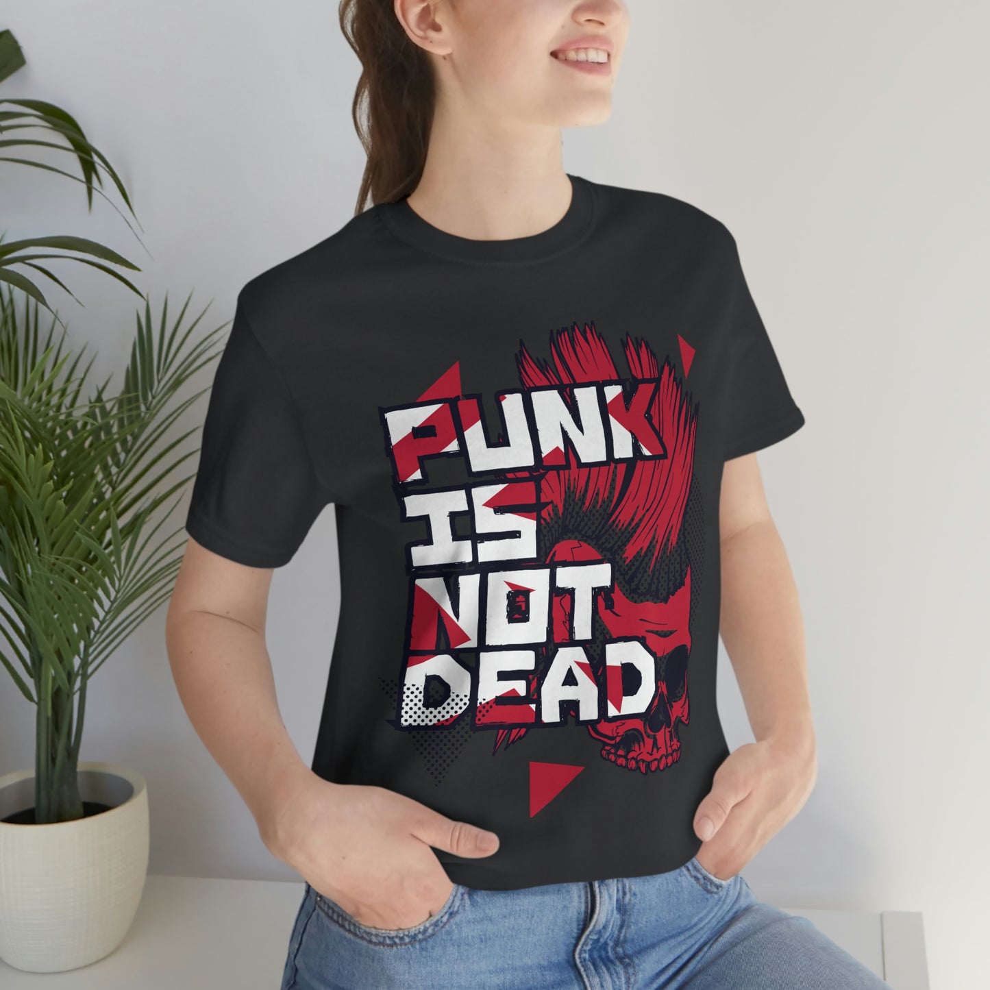 Punk Mohawk Skull, Punk Is Not Dead, Unisex Jersey Short Sleeve Tee