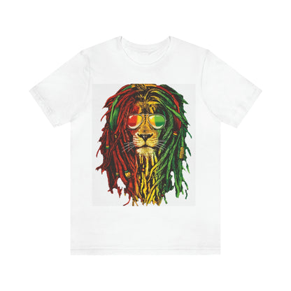 Reggae Lion With Dread locks, Unisex Jersey Short Sleeve Tee