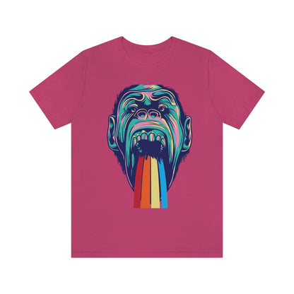 Color Ape Pouring flowing Rainbow Out His Mouth, Unisex Jersey Short Sleeve Tee