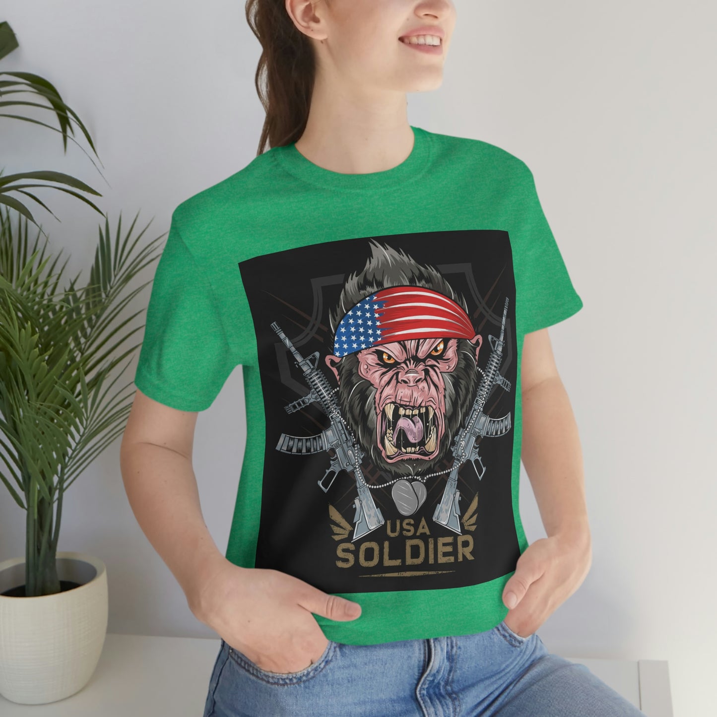 Angry Gorilla USA Soldier, Unisex Jersey Short Sleeve Tee