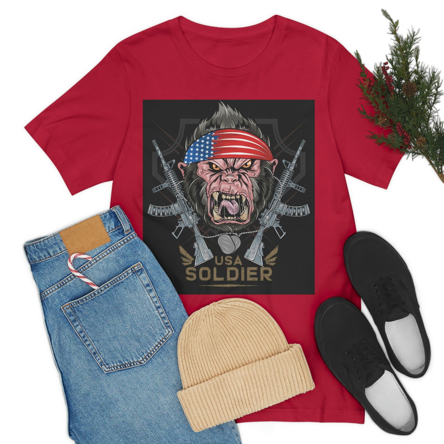 Angry Gorilla USA Soldier, Unisex Jersey Short Sleeve Tee