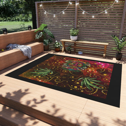 Groovy Island Man Smoking With Marijuana Pot Weed 420 Hands Outdoor Rug