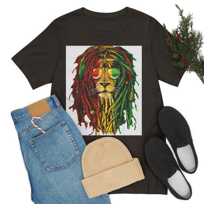 Reggae Lion With Dread locks, Unisex Jersey Short Sleeve Tee