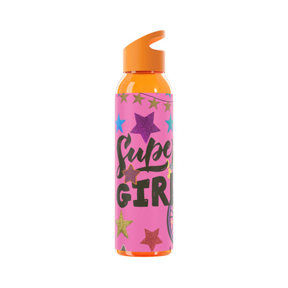 Super Girl Hippie Chic , Wheelchair Purple Background Sky Water Bottle