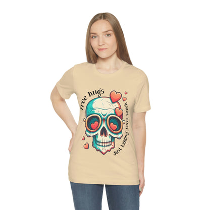 Free Hugs, Just Kidding Don't Touch Me skull With Glasses Unisex Jersey Short Sleeve Tee