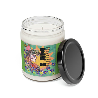 I Am loved, , Skull And Flower Collage Scented Soy Candle, 9oz