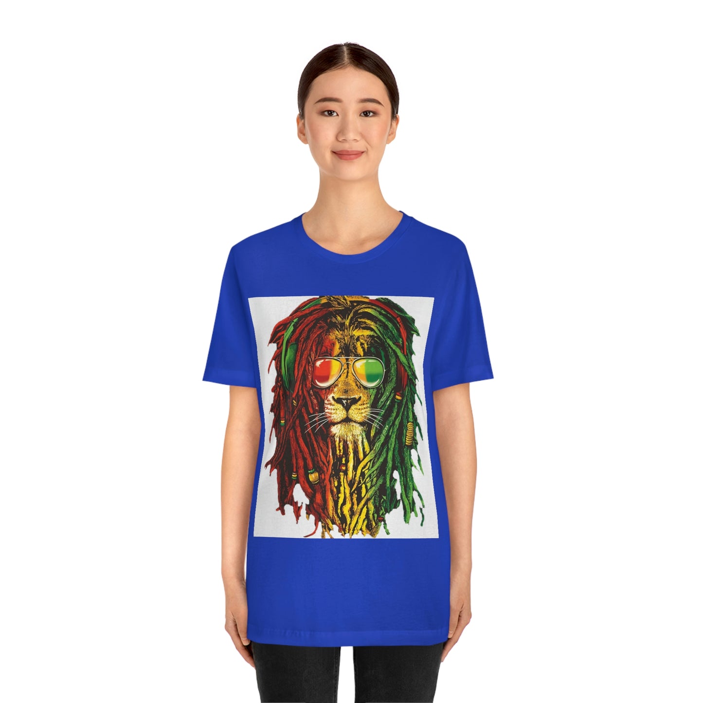 Reggae Lion With Dread locks, Unisex Jersey Short Sleeve Tee