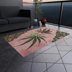 Grey Lace Gorgeous Pink Designed Marijuana 420 Weed Leaf Outdoor Rug