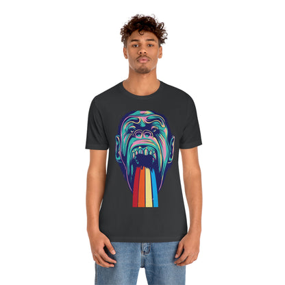 Color Ape Pouring flowing Rainbow Out His Mouth, Unisex Jersey Short Sleeve Tee