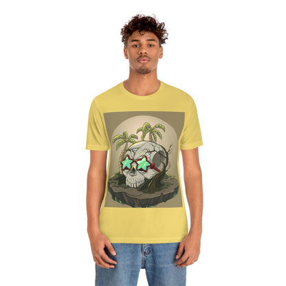 Tropical Island & Skull, Unisex Jersey Short Sleeve Tee