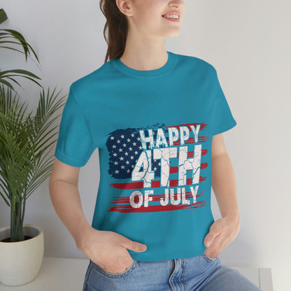 Happy 4 th Of July Independence Day Flag Unisex Jersey Short Sleeve Tee